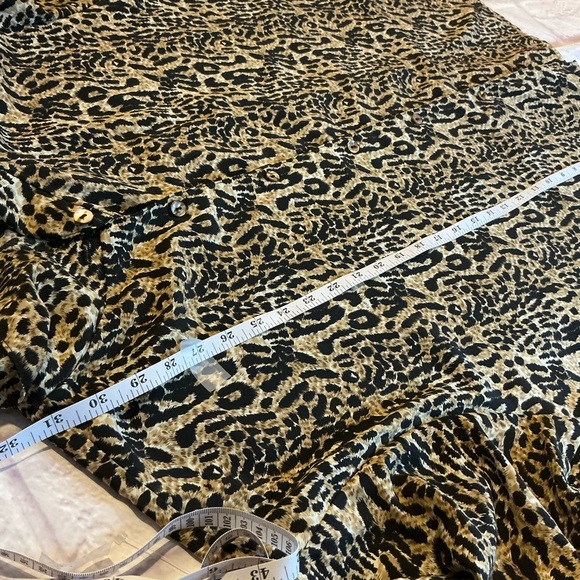 Style Exchange Vintage Satin Animal Leopard Cheetah Print Tunic Blouse Womens 80 - Picture 6 of 9